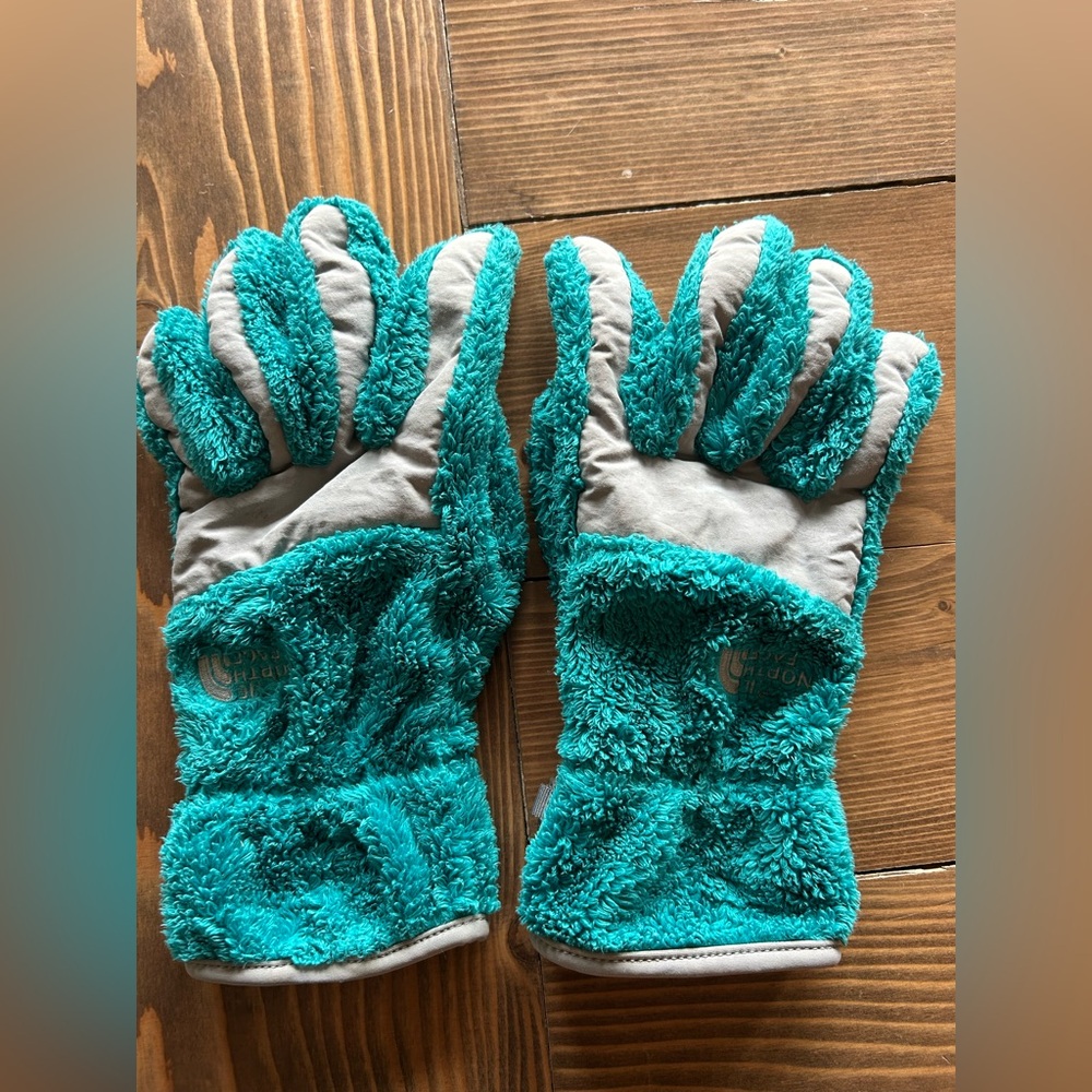 The North Face Teal and Gray Gloves